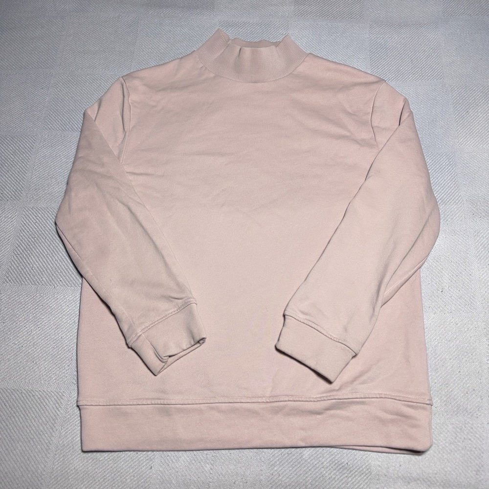 Varley Rochester Sweatshirt Size Medium Exposed Round Back Mock Neck Mauve Pink